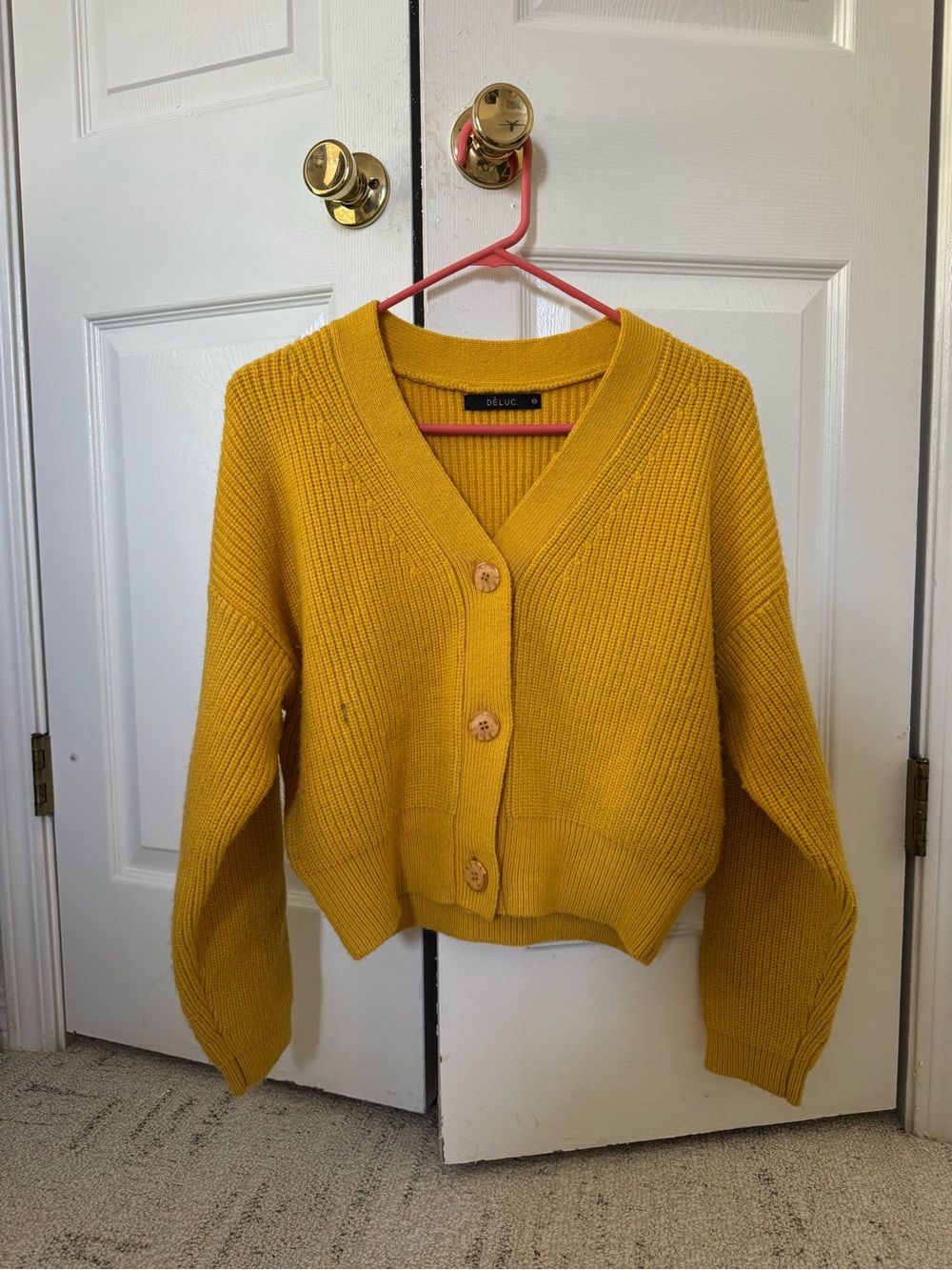 Deluc Mustard Yellow V-Neck Chunky Button Cardigan